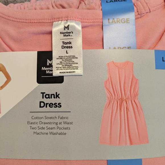 Member's Mark‎ Women Elastic Drawstring Sleeveless Tank Dress Pink Sz. Large NEW - Picture 4 of 6